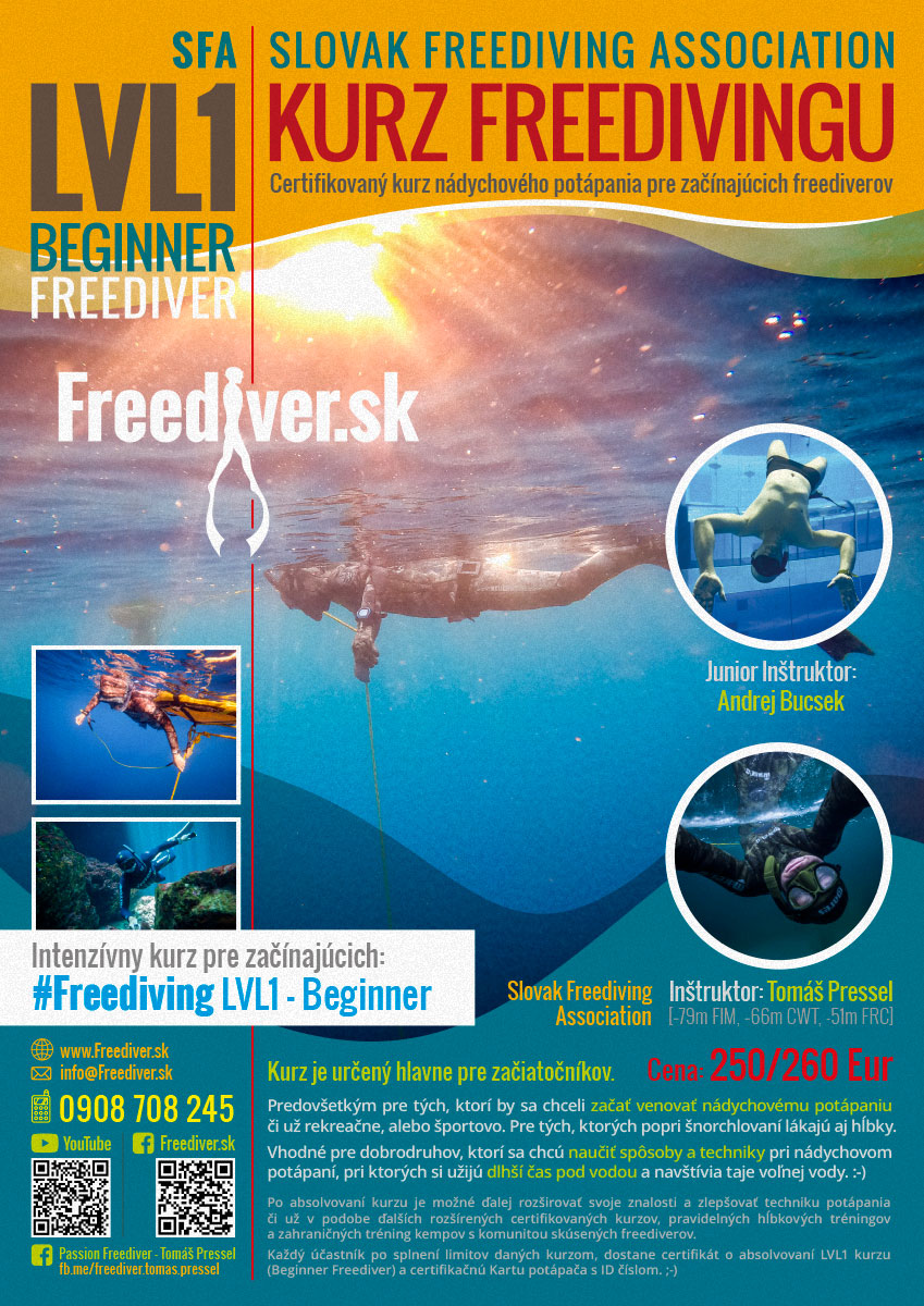 Plagát - Kurz Freedivingu SFA LVL1 - Beginner Freediver