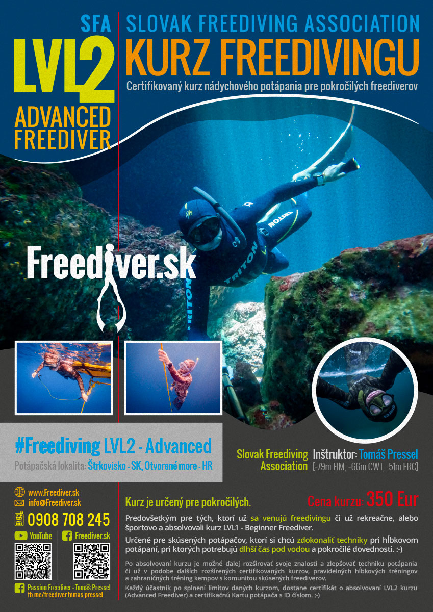 Plagát - Kurz Freedivingu SFA LVL2
 - Advanced Freediver